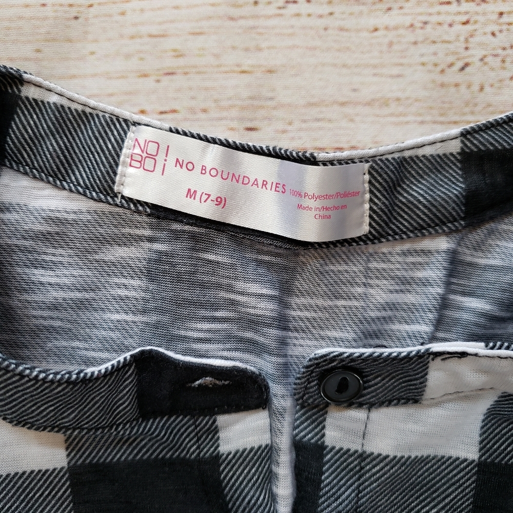 No Boundaries Juniors Plaid Cap Sleeve Tie Top M - Picture 4 of 10